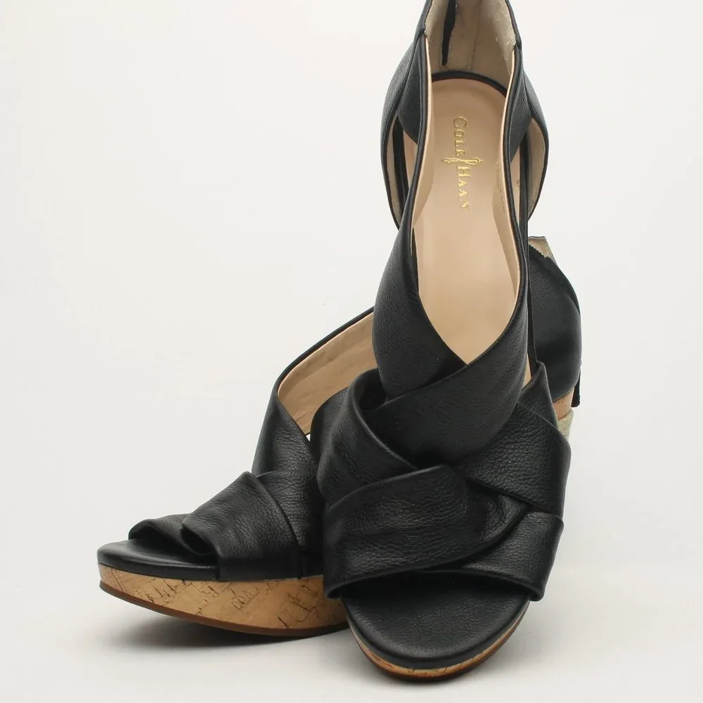 Cole Haan Crisscross Black Wedge Espadrille Sandle size 11B Like New - Picture 9 of 16